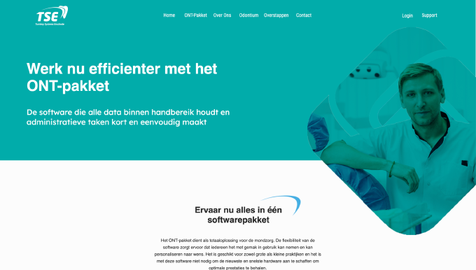 Screenshot van de website van TSE